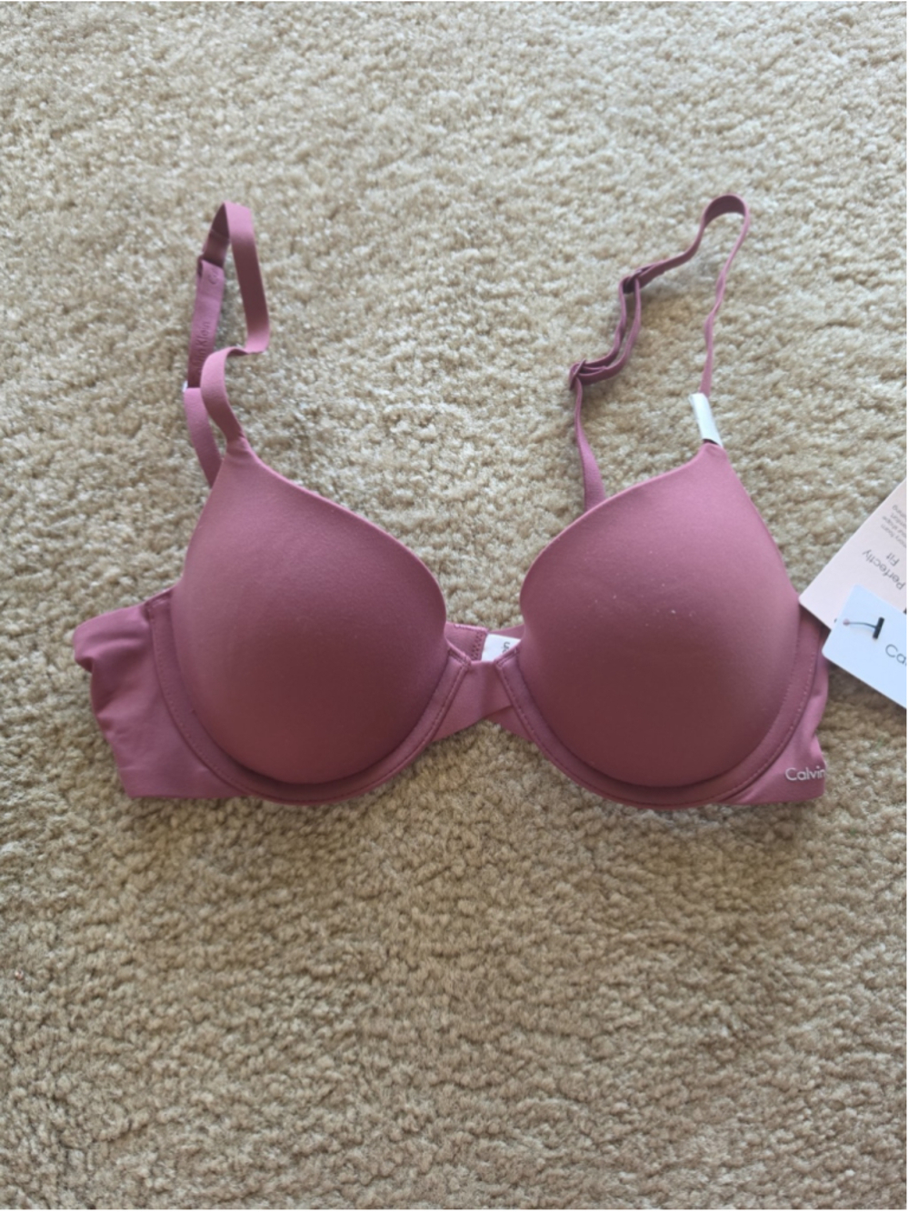 Calvin Klein Womens Mauve 32B Perfectly Fit Full Coverage Bra NWT